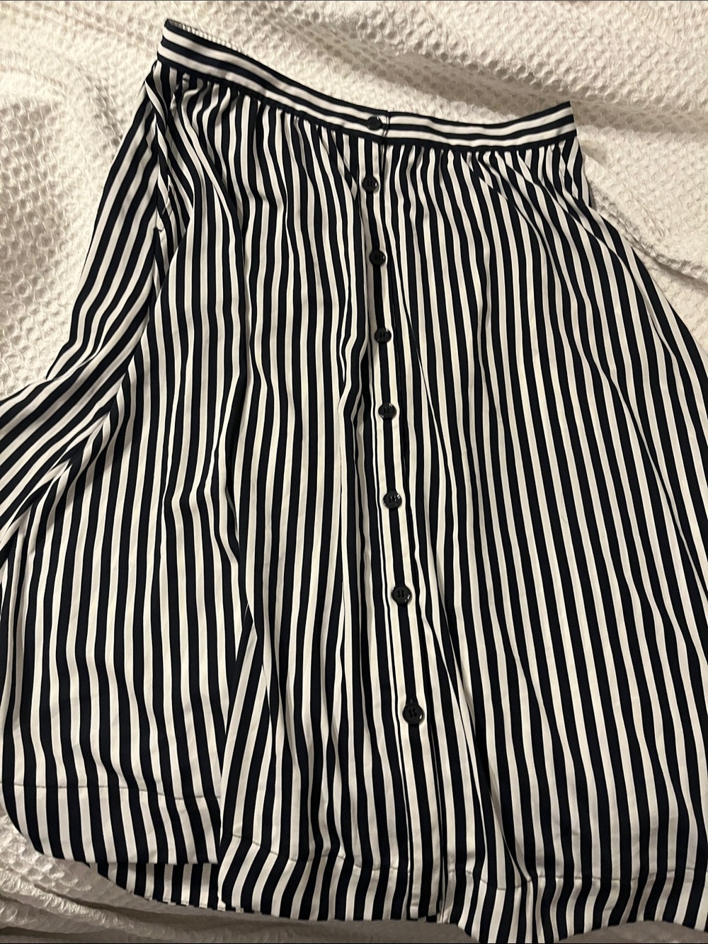 H&M Black and White Vertical Stripe Midi Skirt